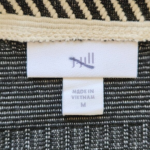 J Jill Black White Textured Knit Boatneck Striped Sweater Fall Cabin Scandi - Picture 4 of 8